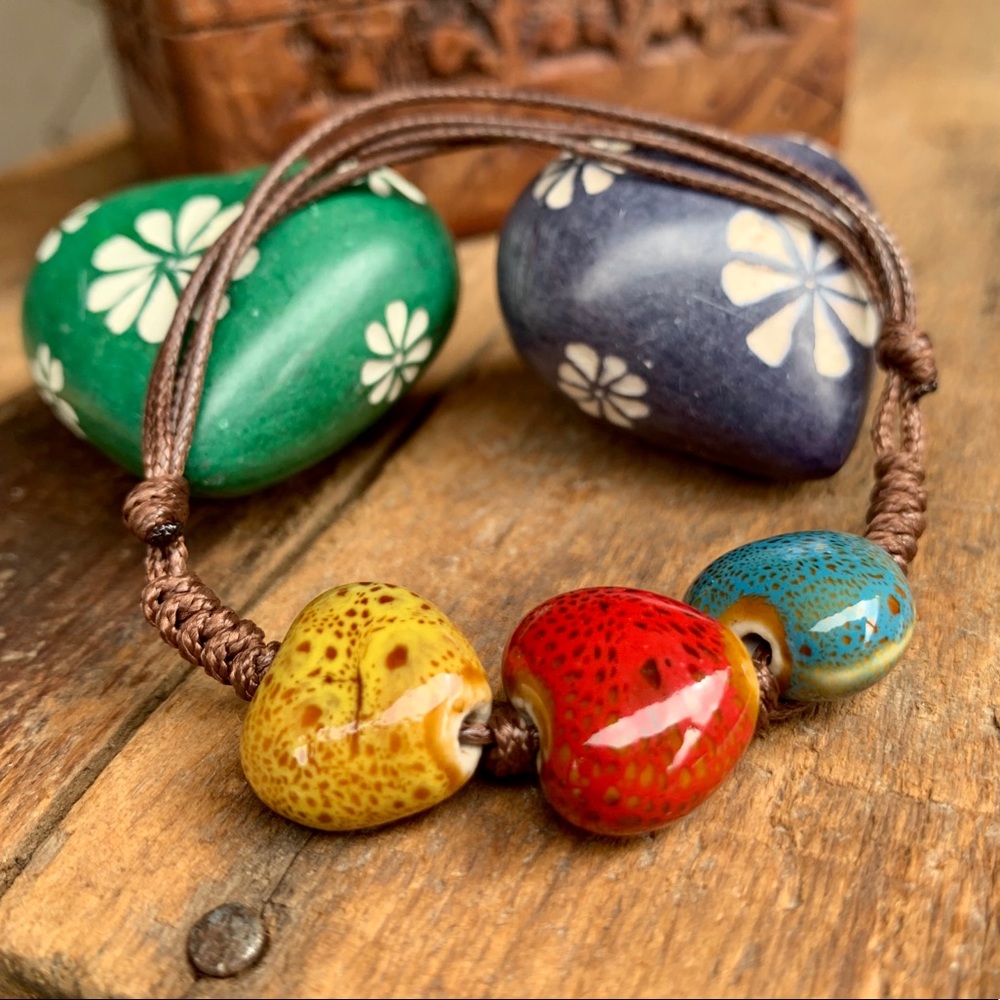 ✨RUSTIC BOHO CERAMIC STRING BRACELET/ANKLET✨